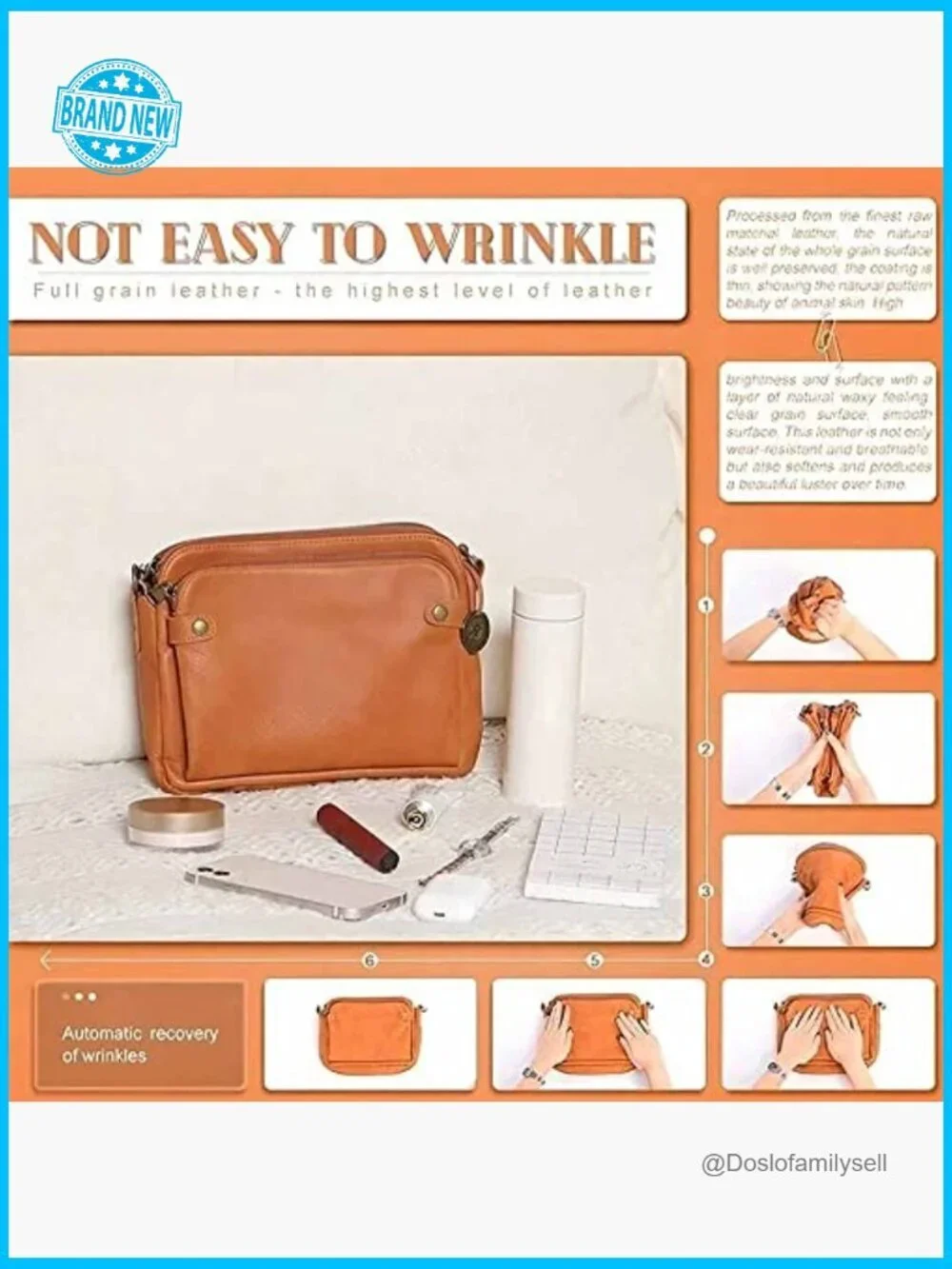 Leather Crossbody Bag With Multiple Compartments Adjustable Strap Chic Minimal